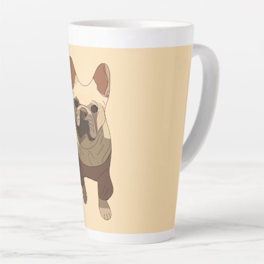 Tasse Latte French Bulldog, Soft Peach (Angle droit)