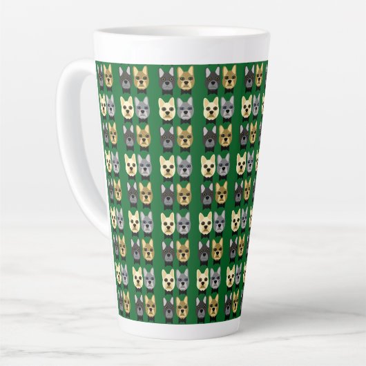 Tasse Latte French Bulldogs Green (Angle gauche)
