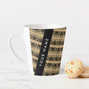 Tasse Latte Fret Grec Arabesque Brown, Votre Nom, Personnalise