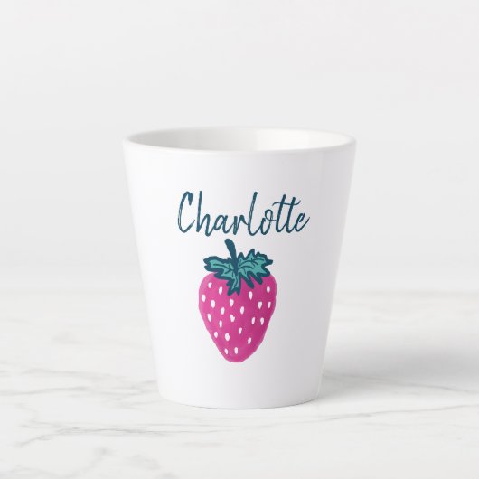 Tasse Latte Fruit aux fraises mûre Nom personnalisé (Devant)