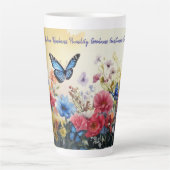 Tasse Latte Fruit de l'Esprit avec papillons et fleurs (Devant)
