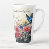 Tasse Latte Fruit de l'Esprit avec papillons et fleurs (Droite)