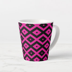 Tasse Latte Fuchsia et motif de diamants noirs