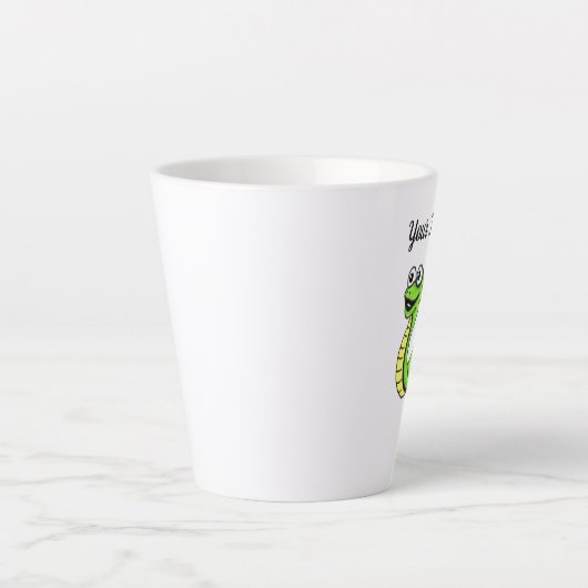 Tasse Latte Fun Cartogramme serpent Gros yeux vert brillant Ja (Devant)