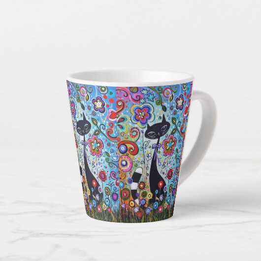 Tasse Latte Fun Cat Espresso Java Mocha Cute Café Café (Angle droit)