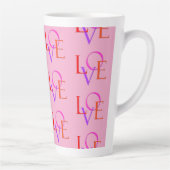 Tasse Latte Fun et mignon couleur "AMOUR" Motif rose clair (Droite)