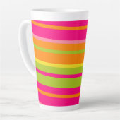 Tasse Latte Fun Hot Pink, Green, Orange et Yellow Stripes (Angle gauche)
