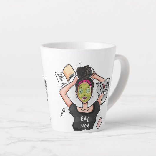 Tasse Latte Fun Rad Maman's Day Off (Angle droit)