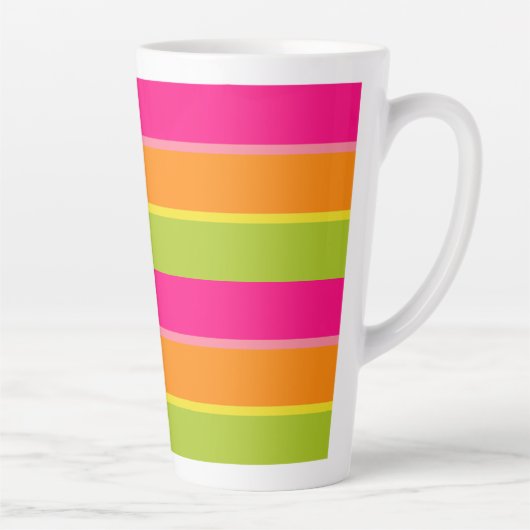 Tasse Latte Fun Vibrant rose chaud, vert, orange et jaune (Droite)