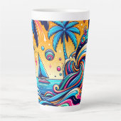 Tasse Latte Fun Whimsic Psychedelic Voilier (Devant)
