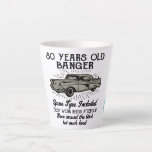 Tasse Latte Funny 80th Birthday Retro Car Banger Date d'ajout<br><div class="desc">Amusante tasse d'anniversaire d'impression de style rétro. Pneus de rechange pour vigiles de 80 ans inclus, le travail du corps a besoin d'attention, a été dans le bloc mais beaucoup aimé. Quelle bonne tasse pour cet anniversaire. Une bonne idée cadeau pour un fanatique de la moto surtout s'ils sont dans...</div>