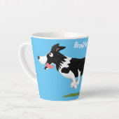 Tasse Latte Funny Border Collie chien en course dessin animé (Angle gauche)
