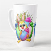 Tasse Latte Funny Bunny biting an Easter Egg (Angle gauche)