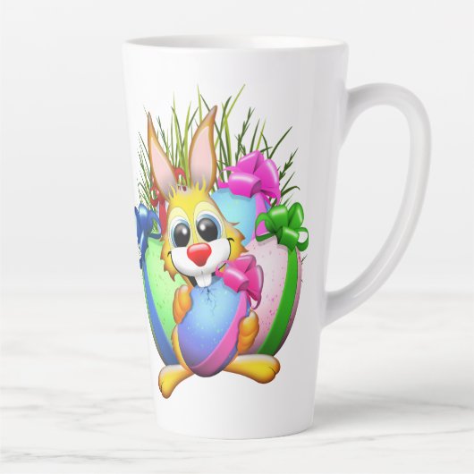 Tasse Latte Funny Bunny biting an Easter Egg (Droite)