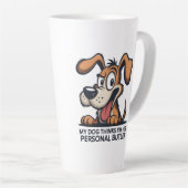 Tasse Latte Funny Cartoon Dog Butler Quote (Angle droit)
