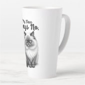 Tasse Latte Funny Cat Face Illustration – Minimal Cute Cat Art (Angle droit)
