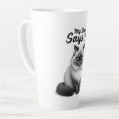 Tasse Latte Funny Cat Face Illustration – Minimal Cute Cat Art (Angle gauche)