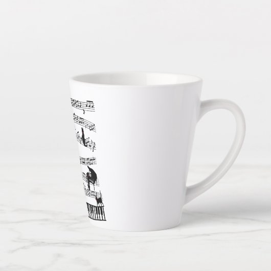 Tasse Latte Funny Chat Music Note, Cadeau Pour Piano Player, M (Droite)