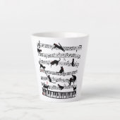 Tasse Latte Funny Chat Music Note, Cadeau Pour Piano Player, M (Devant)