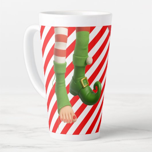Tasse Latte Funny Elf Legs Holiday Card | North Pole Mischief  (Angle gauche)