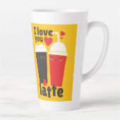 Tasse Latte Funny I Love You LATTE Coffee Valentines Graphics (Droite)
