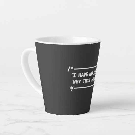 Tasse Latte Funny Programmer Debugging Humor (Angle gauche)