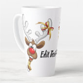 Tasse Latte Funny Reindeer Peeking Christmas Meme  (Angle gauche)