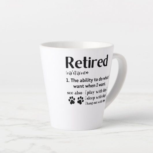 Tasse Latte Funny Retraité définition chien maman papa Paw ama (Angle droit)