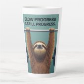 Tasse Latte Funny Sloth Gym Motivation Poster - Slow Progress (Devant)