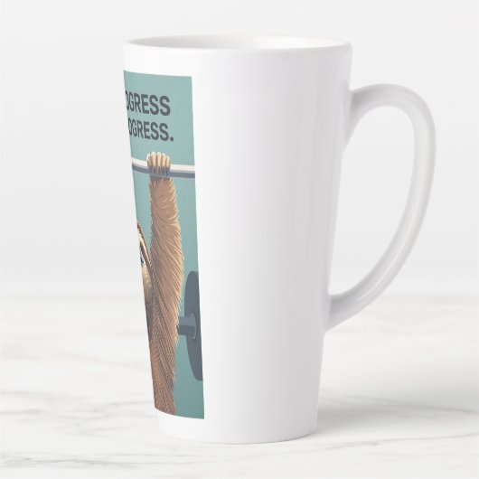 Tasse Latte Funny Sloth Gym Motivation Poster - Slow Progress (Droite)