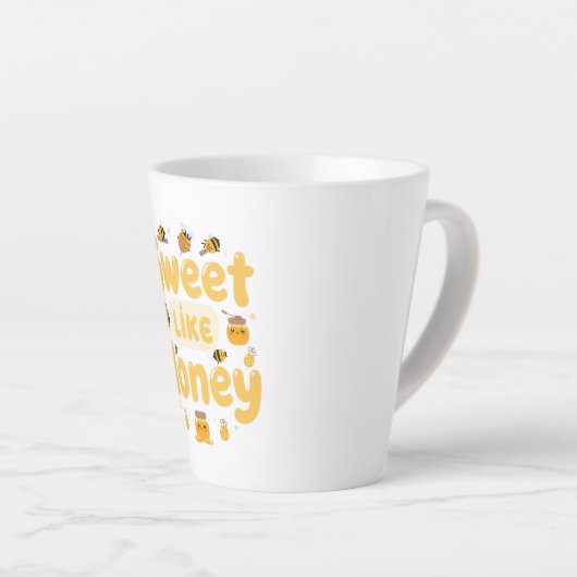 Tasse Latte Funny "Sweet Like Honey" Bumblebee (Angle droit)