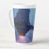 Tasse Latte Futuristic Cityscape with Hovering Structures (Angle gauche)