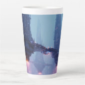 Tasse Latte Futuristic Cityscape with Hovering Structures (Devant)