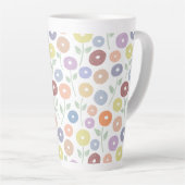 Tasse Latte Fuzzy Flower Pattern Pastels on White (Angle droit)