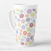 Tasse Latte Fuzzy Flower Pattern Pastels on White (Angle gauche)