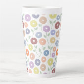 Tasse Latte Fuzzy Flower Pattern Pastels on White (Devant)