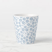 Tasse Latte Fuzzy Flower Rpt Pattern Blue on White (Devant)