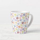 Tasse Latte Fuzzy Flower Rpt Pattern Pastels on White (Angle droit)