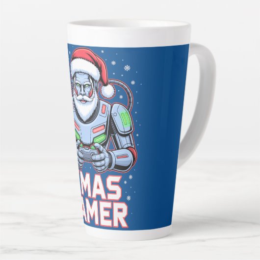 Tasse Latte Gamer Christmas Gifts Cyber Santa Robot Xmas Gamer (Angle droit)