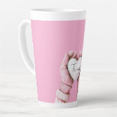 Tasse Latte Gants d'hiver rose Fille Coeur blanc (Angle gauche)