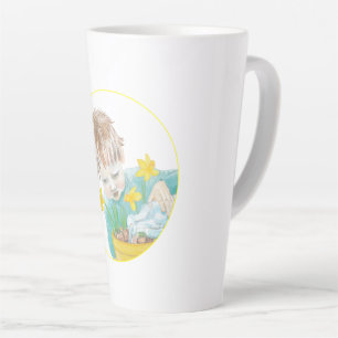 Tasse Latte Garçon Avec Daffodiles