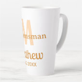 Tasse Latte garçon d'honneur orange nom lettre date pastel mas (Angle droit)