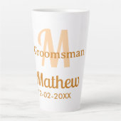 Tasse Latte garçon d'honneur orange nom lettre date pastel mas (Devant)