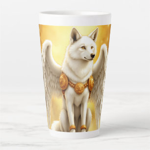 Tasse Latte Gardien de l'Aube – Le Loup à l'Aile Blanche.