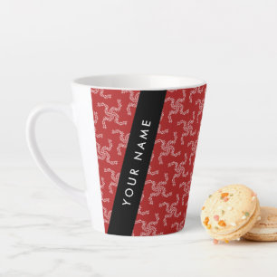 Tasse Latte Garland de Noël, Rouge, Votre nom, Personnaliser