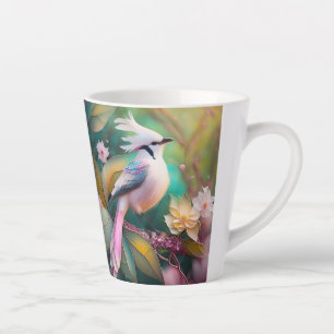 Tasse Latte Geai fantaisie à queue rose et crête blanche