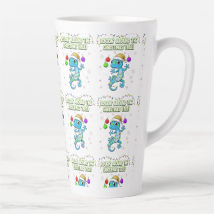 Tasse Latte Gecko de Noël Rockin' – Déco de lézard des Fêtes m