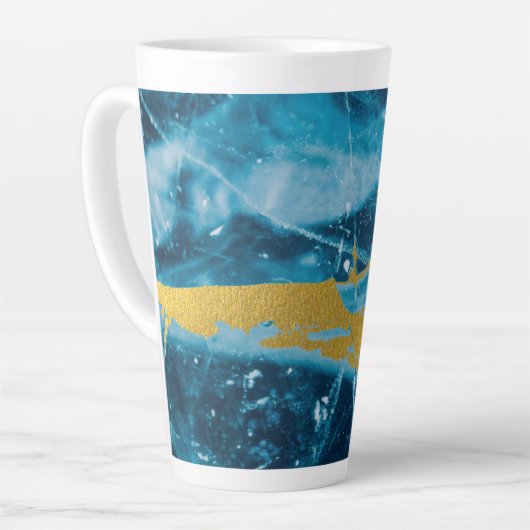Tasse Latte Géode Agate Gemstone Blue et Gold (Angle gauche)