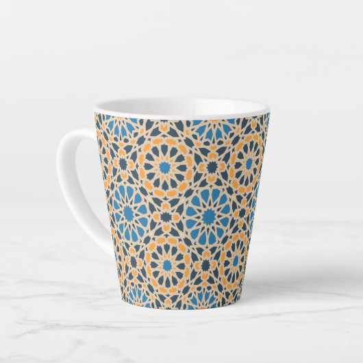 Tasse Latte Geometric Moroccan Tile & Orange Pattern (Angle gauche)