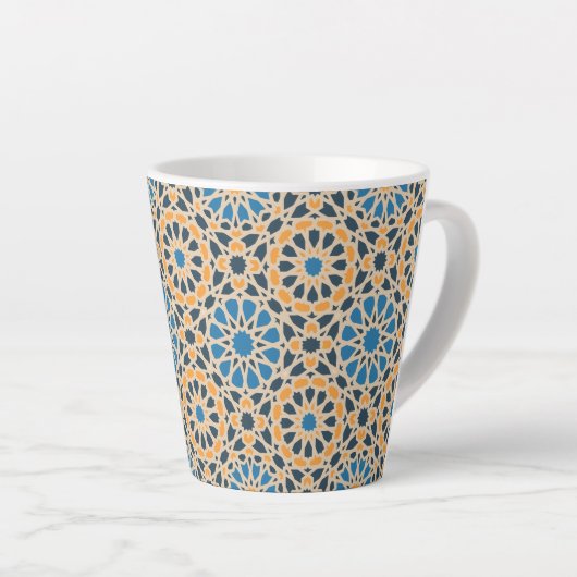 Tasse Latte Geometric Moroccan Tile & Orange Pattern (Angle droit)